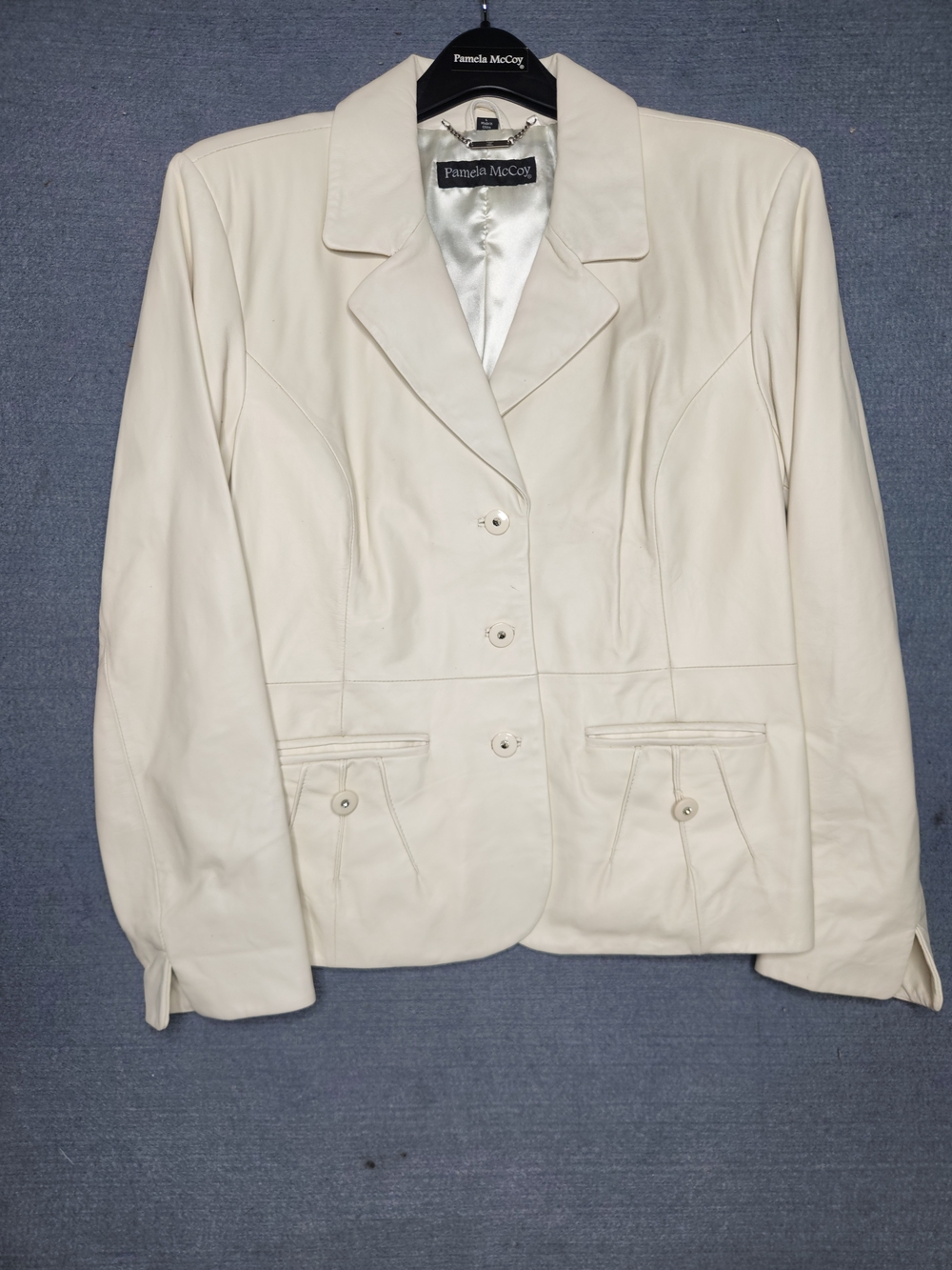 Pamela McCoy Women's Cream Leather Blazer